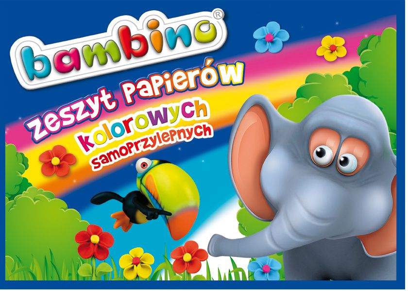 St. Majewski Zeszyt papierów kolorowych samoprzylepnych, format B4, 8 kartek, licencja BAMBINO