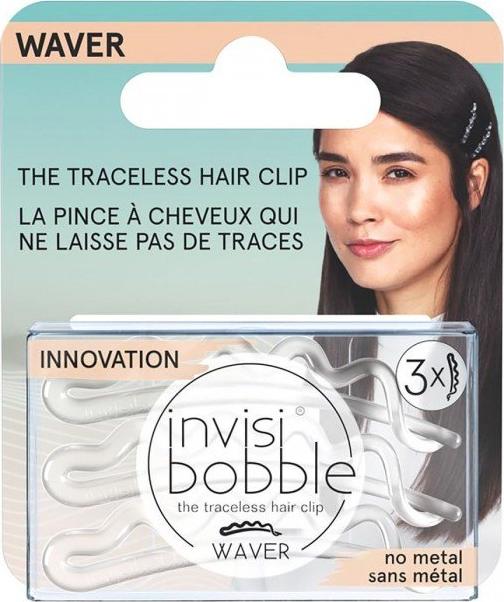 Invisibobble INVISIBOBBLE_Waver The Traceless Hair Clip spinki do włosów Crystal Clear Black 3 szt.