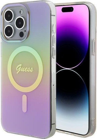 Guess Guess GUHMP15XHITSP iPhone 15 Pro Max 6.7" różowy/pink hardcase IML Iridescent MagSafe