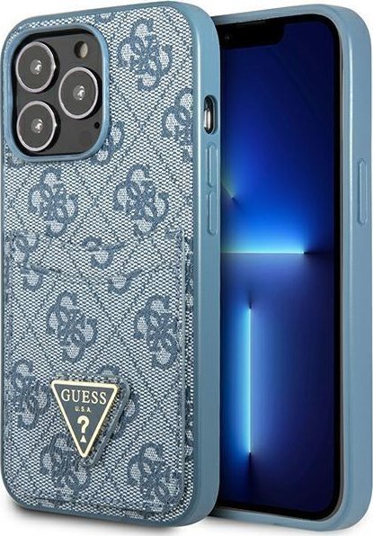 Guess GUHCP13LP4TPB iPhone 13 Pro / 13 6,1" niebieski/blue hardcase 4G Triangle Logo Cardslot