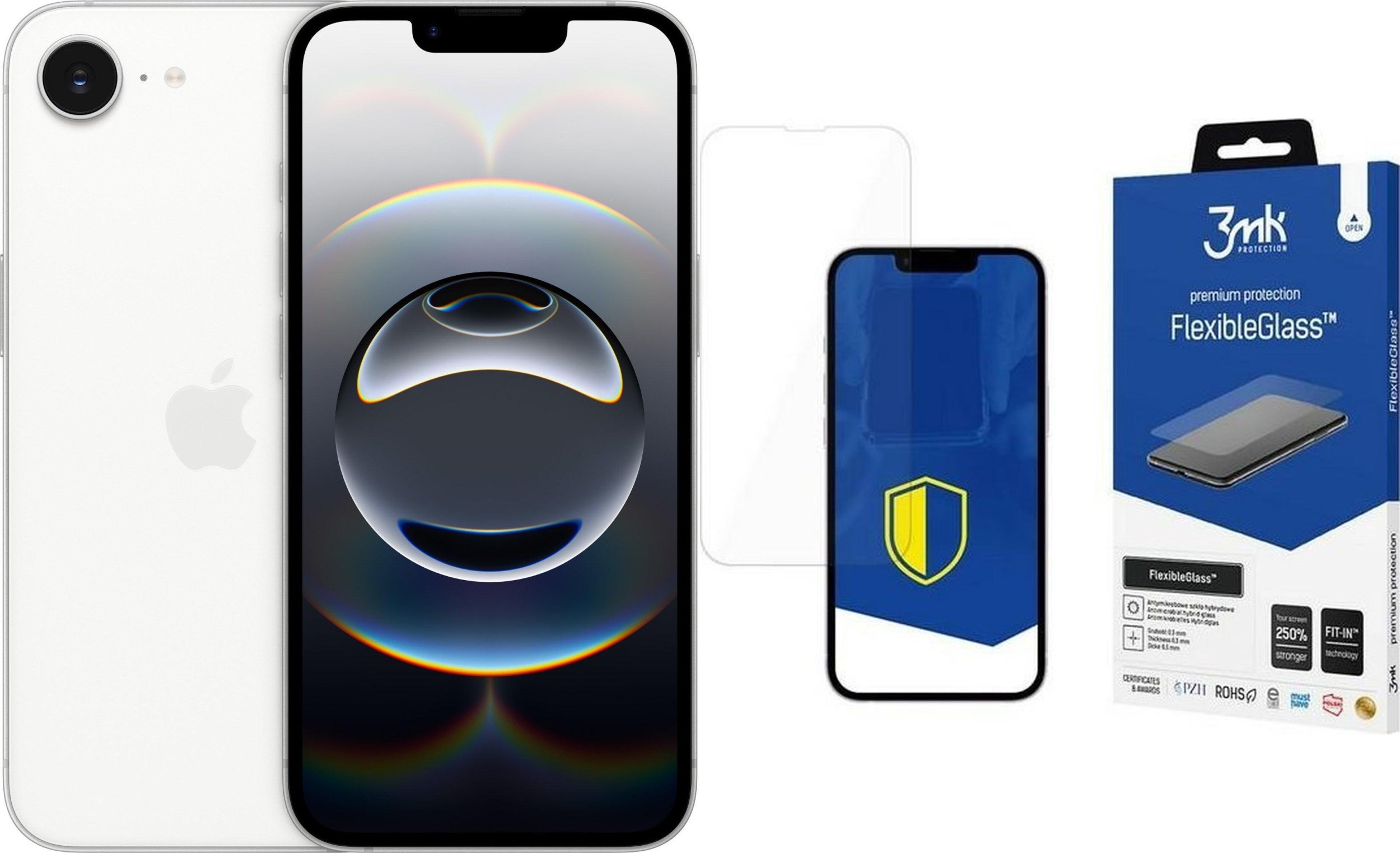 Smartfon Apple iPhone 16e 5G 8/128GB Biały (MD1R4) + FlexibleGlass