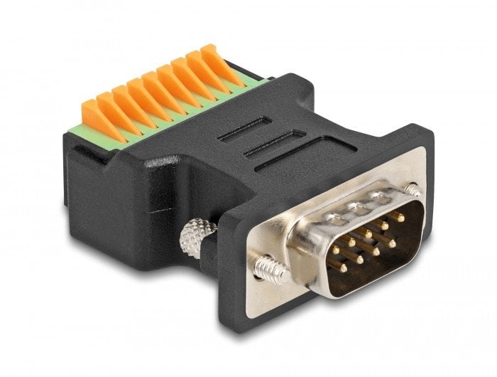 DELOCK D-Sub 9 St > Terminalblock Adapter mit Drucktaster