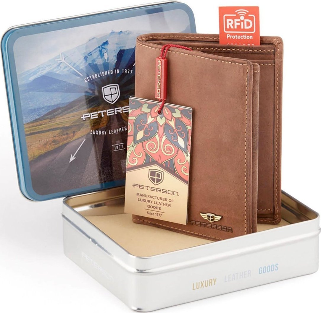 Peterson Portfel męski z nubukowej skóry naturalnej Peterson NoSize