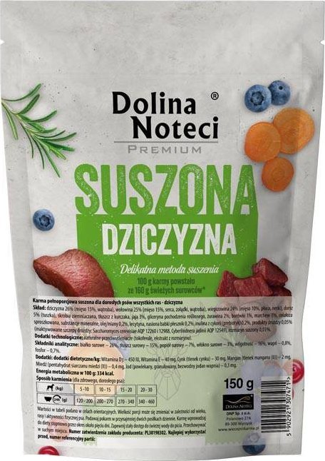 Karma suszona dla psa Dolina Noteci Premium dziczyzna 150 g
