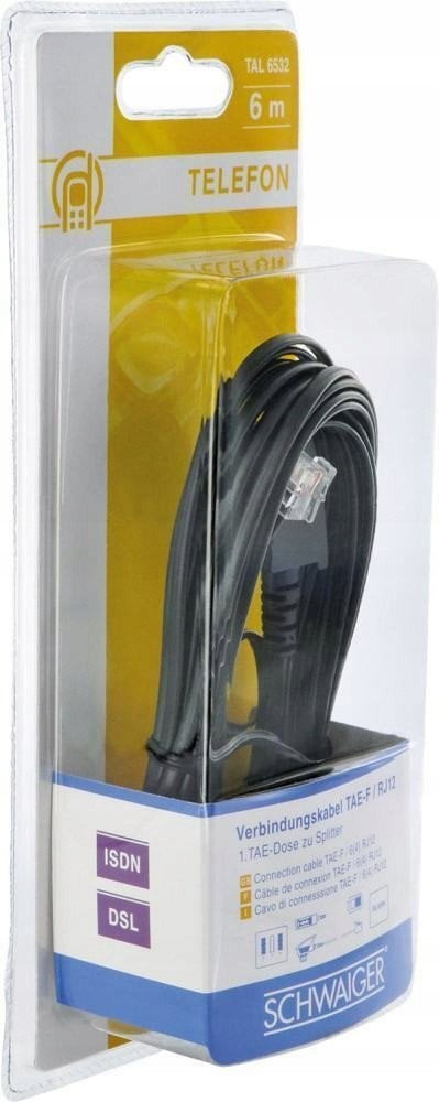 Schwaiger Schwaiger DSL-Kabel RJ12 6P2C -> TAE-F 6P4C 6m schwarz (TAL6532533) - AP185061