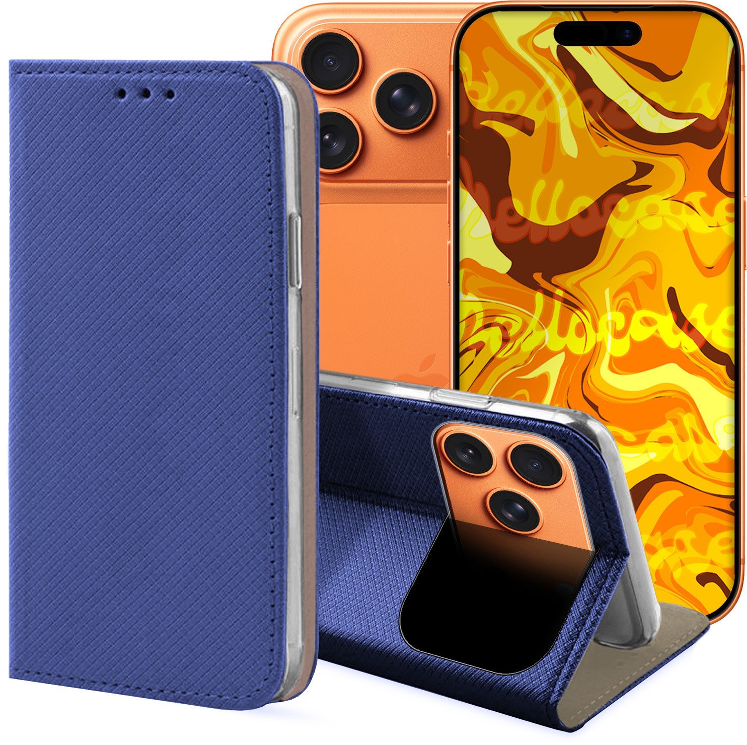 ETUI Z KLAPKĄ DO APPLE IPHONE 17 PRO MAX GRANATOWE ZAMYKANE MAGNETYCZNE