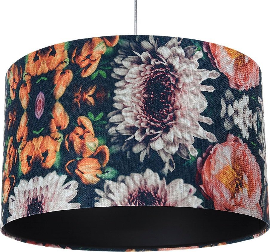 Lampa wisząca Lumes Czarna lampa wisząca z motywem kwiatów - S380-Olfa
