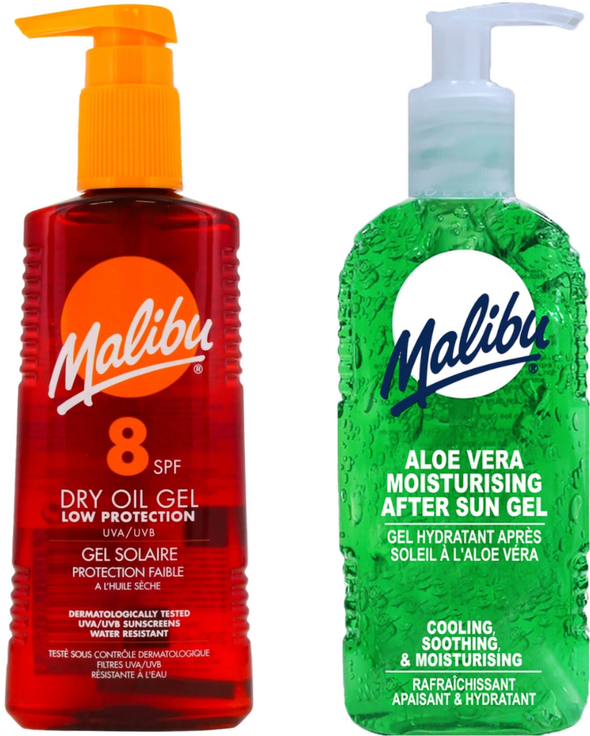 Malibu SPF8 Żel Brązujący 200ml + Aloe Żel Po Opalaniu 200ml
