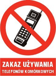 Pn. AS026 Piktogram "Zakaz używania telefonów komórkowych" samoprzylepna folia PCV