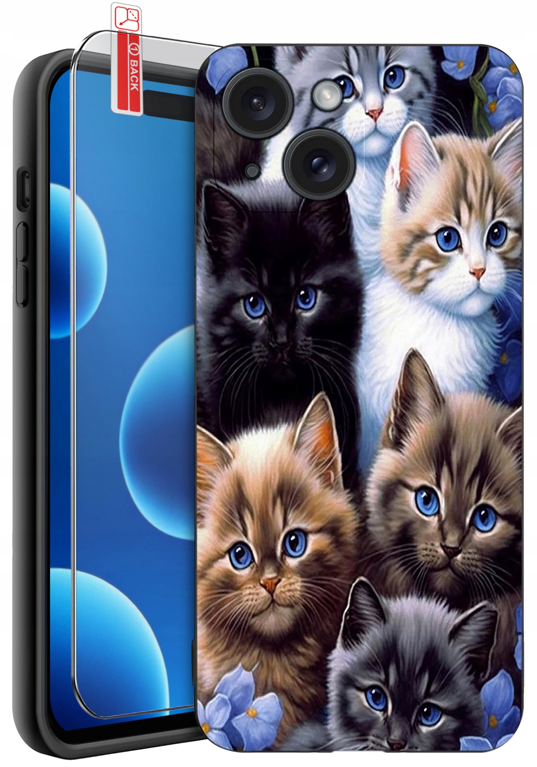 ETUI do iPhone 15 | WZORY | SILIKONOWE MATT CASE + SZKŁO 9H