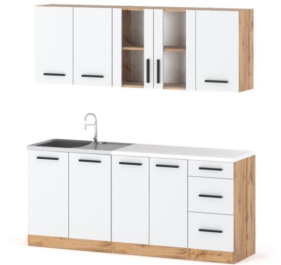 Meble Kuchenne Nowoczesne Białe Mat Z Blatem Kuchnia Rest 2.0m Modułowa