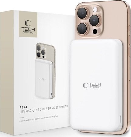 Powerbank Tech-Protect TECH-PROTECT PB24 LIFEMAG QI2 MAGSAFE POWER BANK 10000MAH WHITE