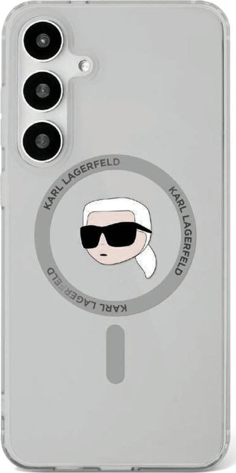Etui Karl Lagerfeld Button Karl Head Printed Logo MagSafe Samsung Galaxy S25 czarny