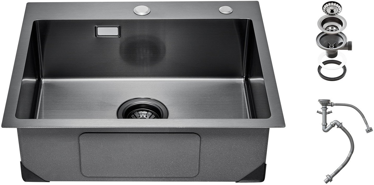 Zlew gastronomiczny basen zlewozmywak gospodarczy 68 x 45 cm czarny