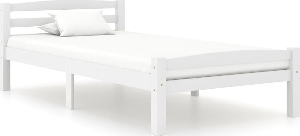 vidaXL Rama łóżka, biała, lite drewno sosnowe, 100 x 200 cm