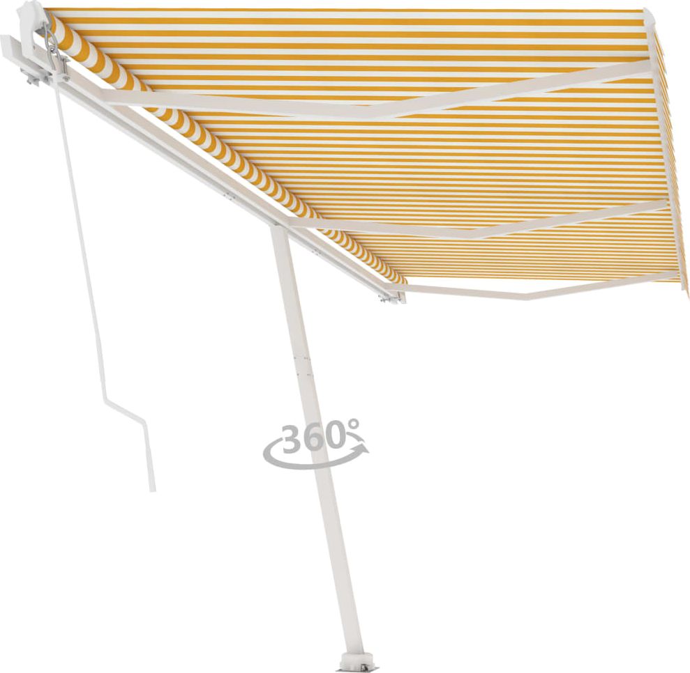 vidaXL Wolnostojąca, ręcznie zwijana markiza, 600x300 cm, żółto-biała
