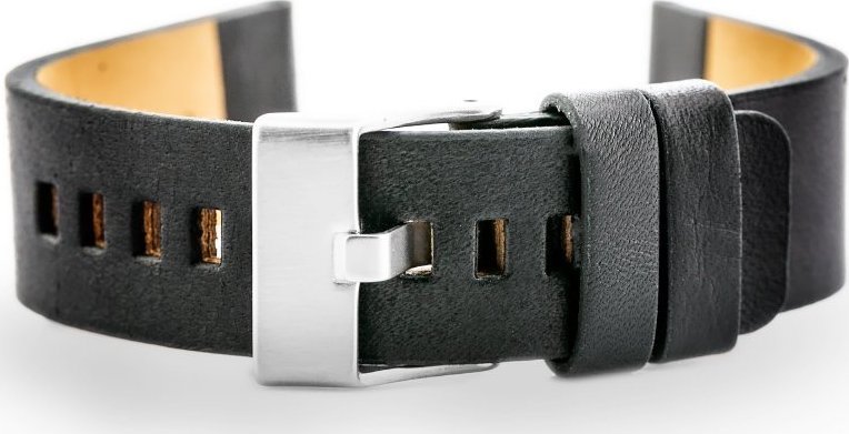 Pasek skórzany do zegarka W58 - czarny - 20mm