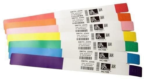 Wristband, Polypropylene, 1x10in (25.4x254mm); Direct thermal, Z-Band Splash, Adhesive closure, 1in (25.4mm) core, 350/roll, 4/box, Pur