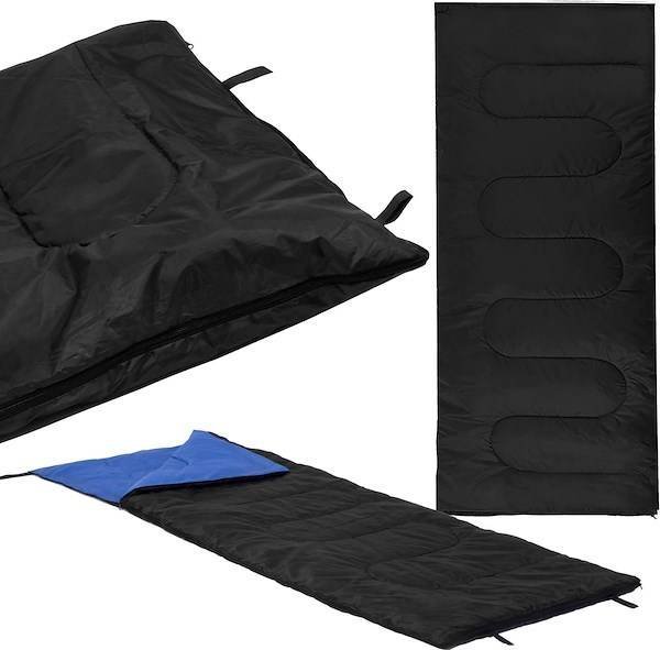 Springos Śpiwór turystyczny 190x73 cm ciepły śpiwór kempingowy czarno-niebieski UNIWERSALNY