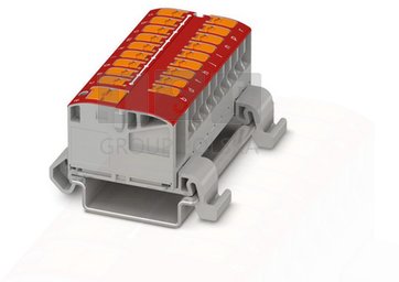1019560 Blok rozdzielczy PTVFIX 6/18X2,5-NS35A RD, czerwone złącze przemysłowe - 18 punktów przyłączeniowych o przekroju 2,5mm2