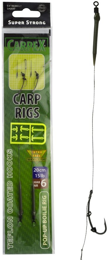 Carpex Haczyk z Przyponem karpiowym Pop-Up Boilie 20cm, 25lb, r. 2 (01-C-TSS7-02)