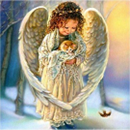 Norimpex Diamentowa Mozaika Aniołek Z Kotkiem 30x40