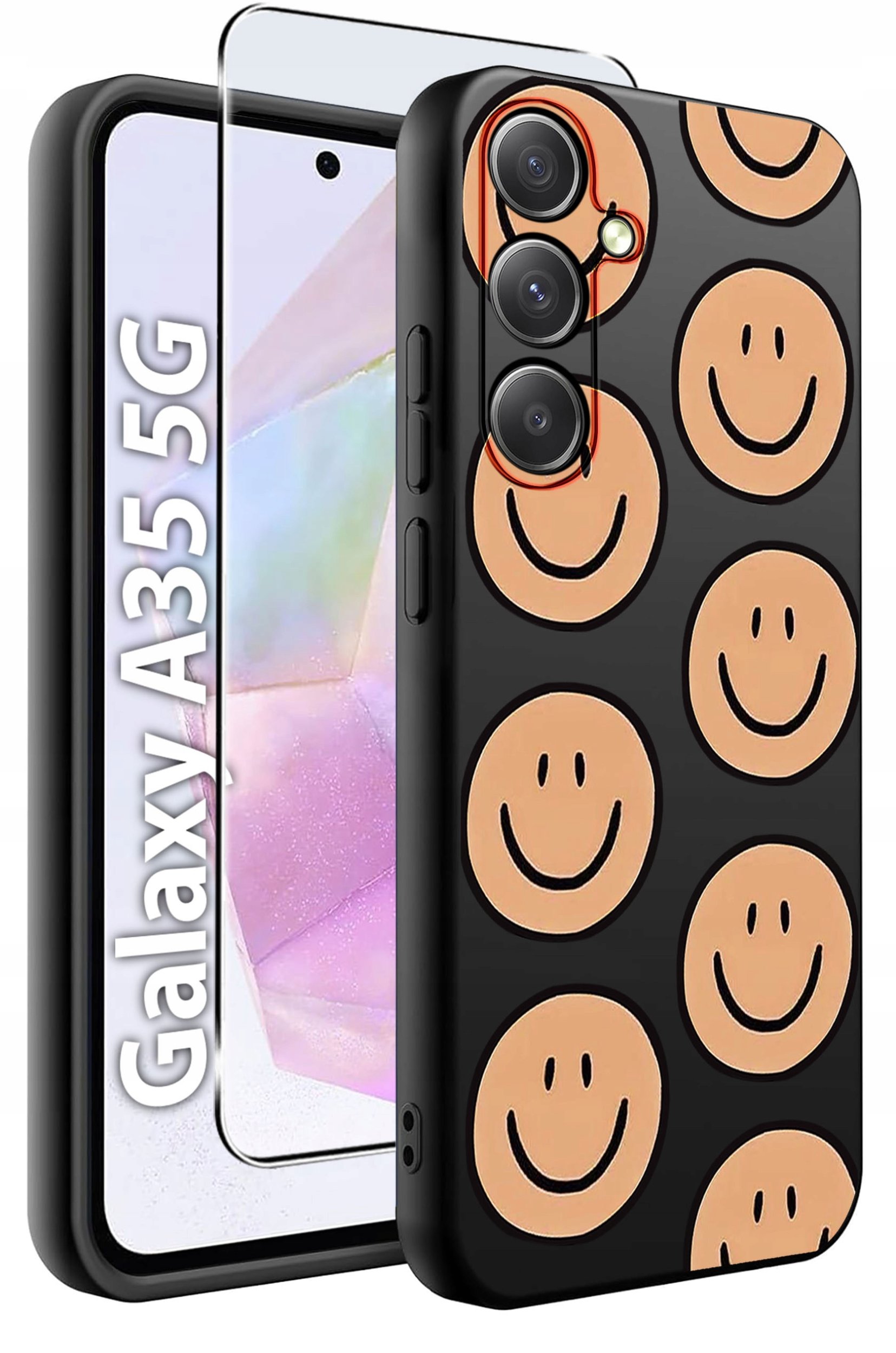 ETUI do Samsung A35 5G WZORY | SILIKONOWE MATT CASE + SZKŁO HARTOWANE 9H