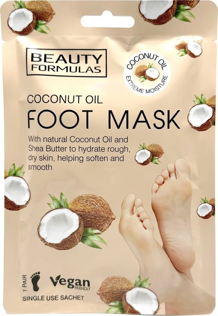 Beauty Formulas Foot mask zmiękczająca maska do stóp coconut oil 1 para