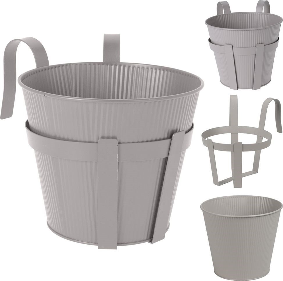 Orion Doniczka balkonowa metalowa szara 20 cm