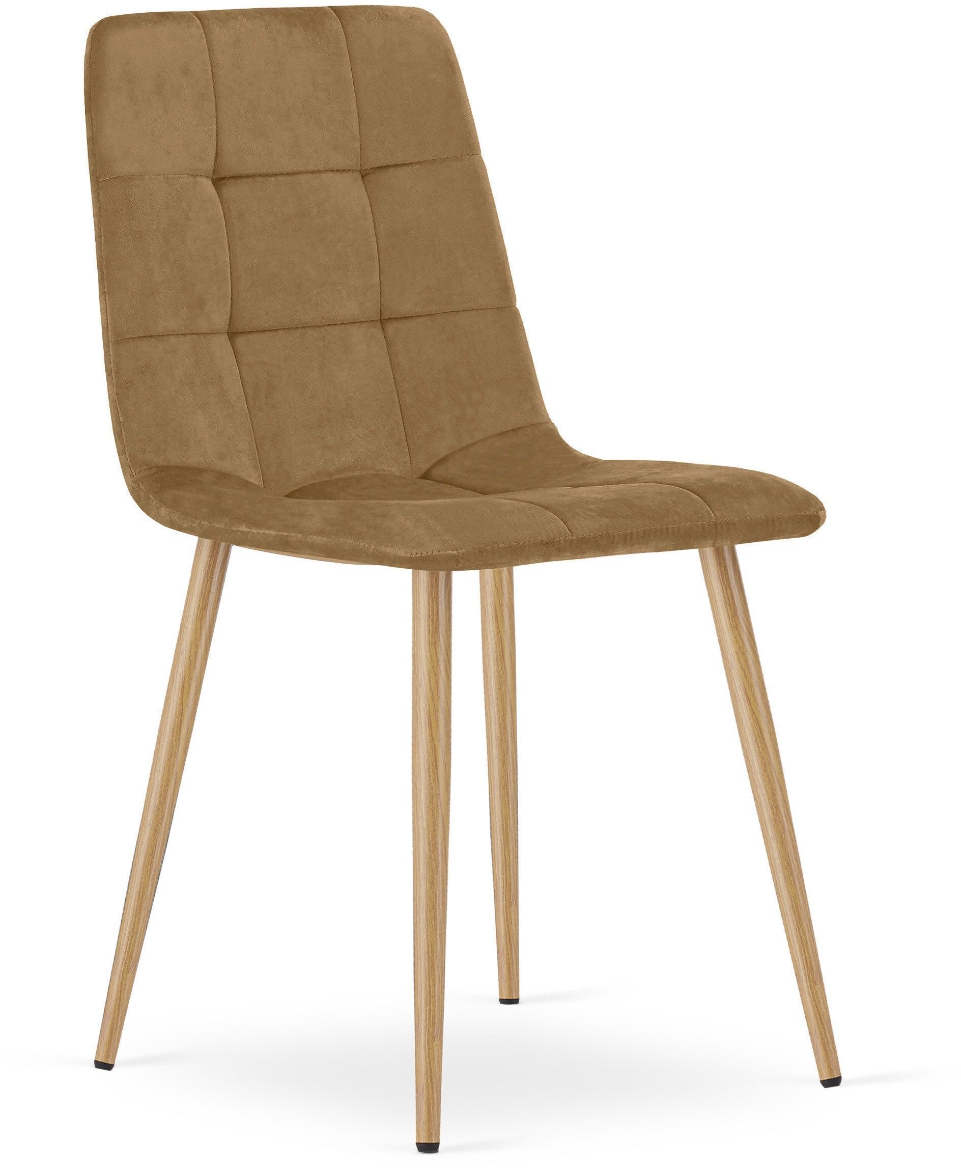 Krzesło KARA - brązowy aksamit / nogi kolor drewna x 1