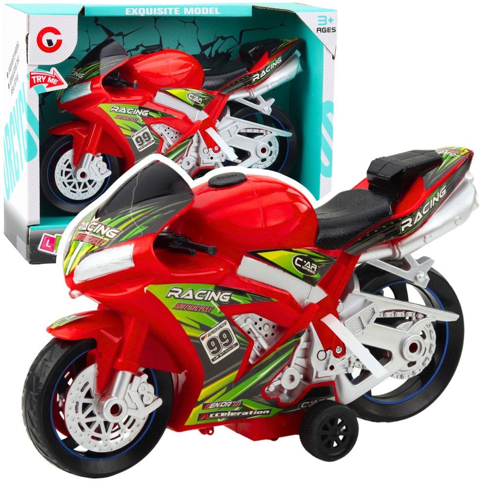 Motor Wyścigowy Ścigacz Napęd Światła Dźwięki Czerwony