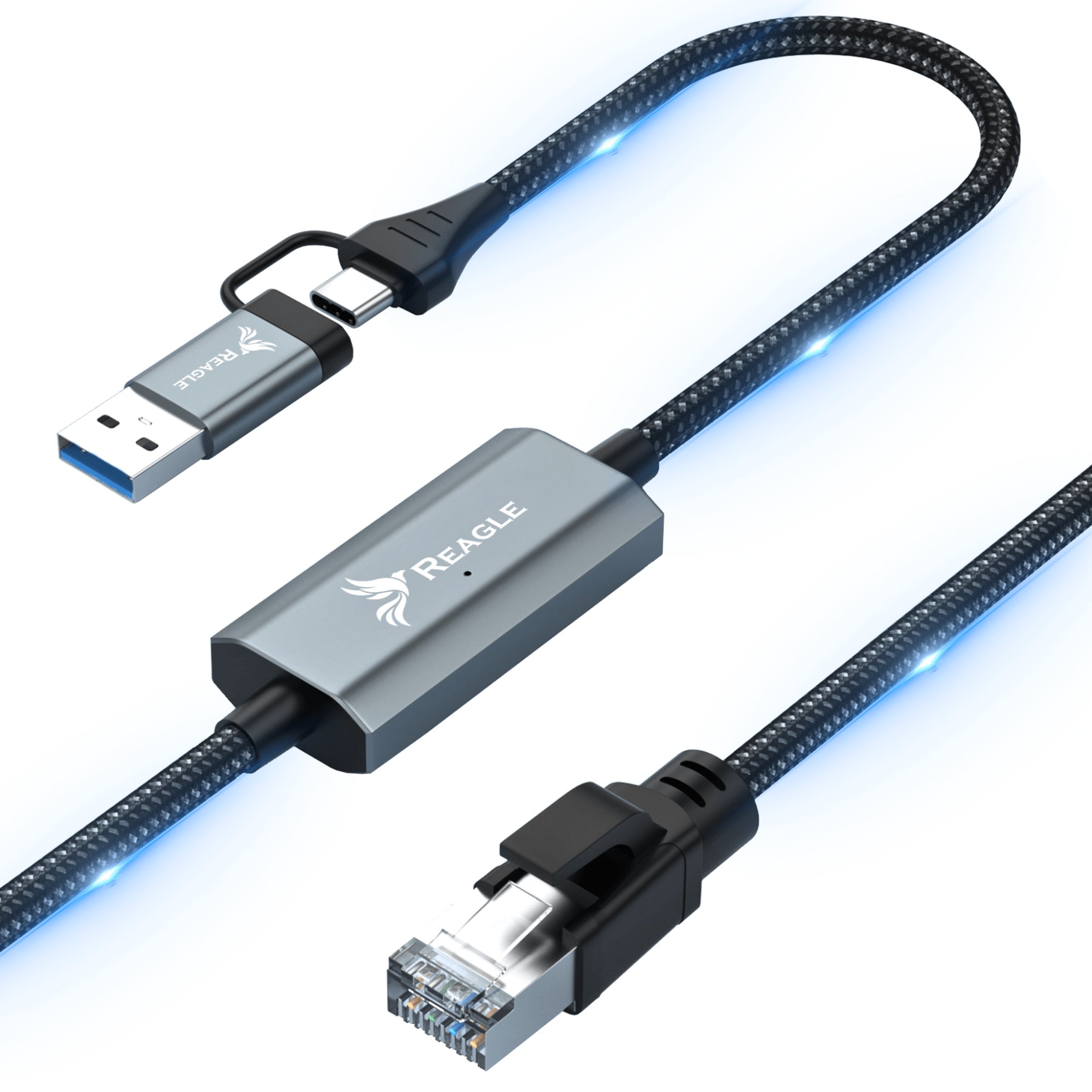 KABEL SIECIOWY 2M ETHERNET 2W1 USB-C USB-A DO PRZEWÓD LAN RJ45 2,5 Gb/s
