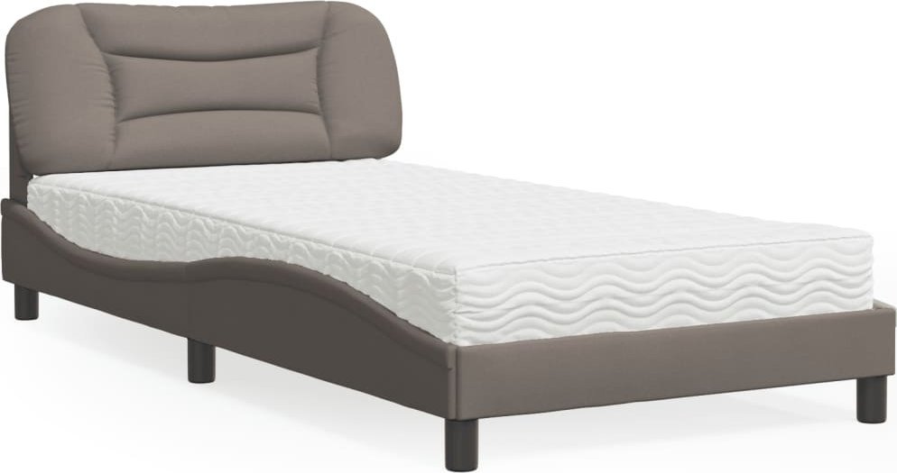vidaXL vidaXL Łóżko z materacem, taupe, 100x200 cm, obite tkaniną