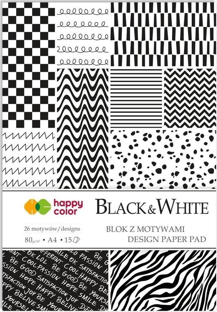 Blok z motywami Black&White A4/15K HAPPY COLOR