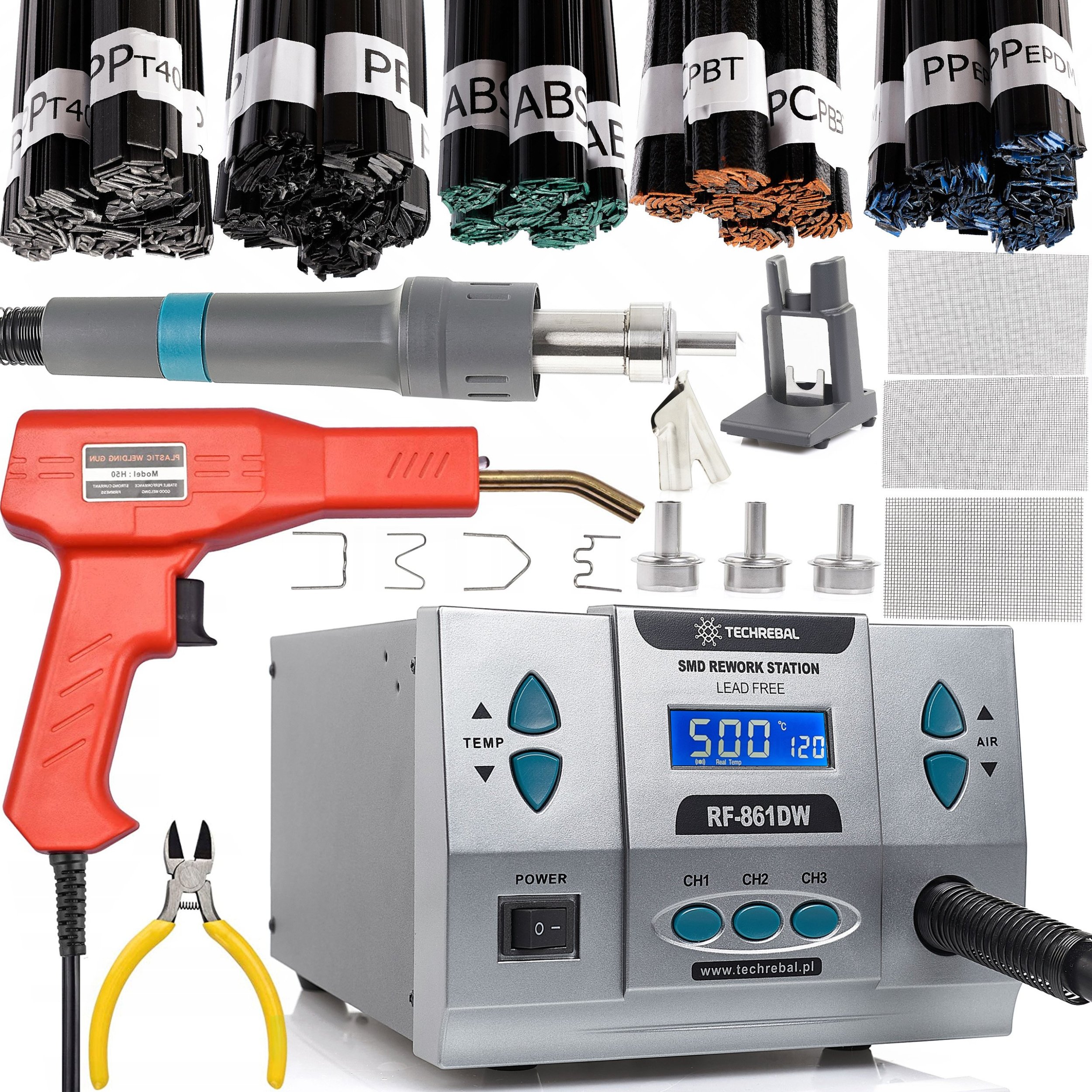 Spawarka Plastiku Stacja Lutownicza Techrebal RF-861DW 1000W Zestaw Spoiw