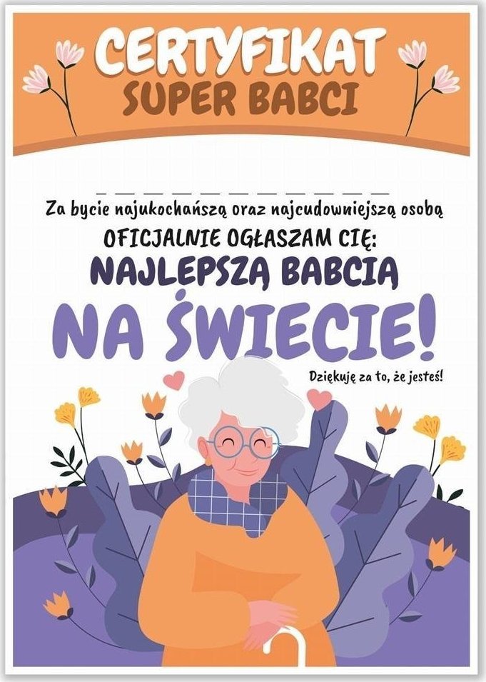LearnHow Certyfikat A4 Dzień Super Babci 5szt