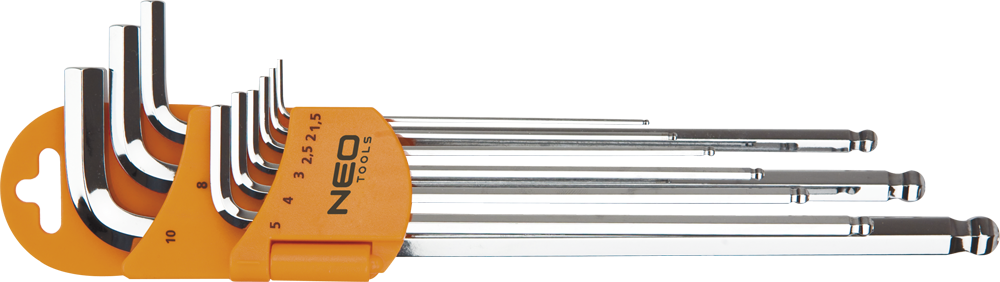 Neo Zestaw kluczy imbusowych hex typ L 1,5-10mm z kulką 9szt. (09-525)