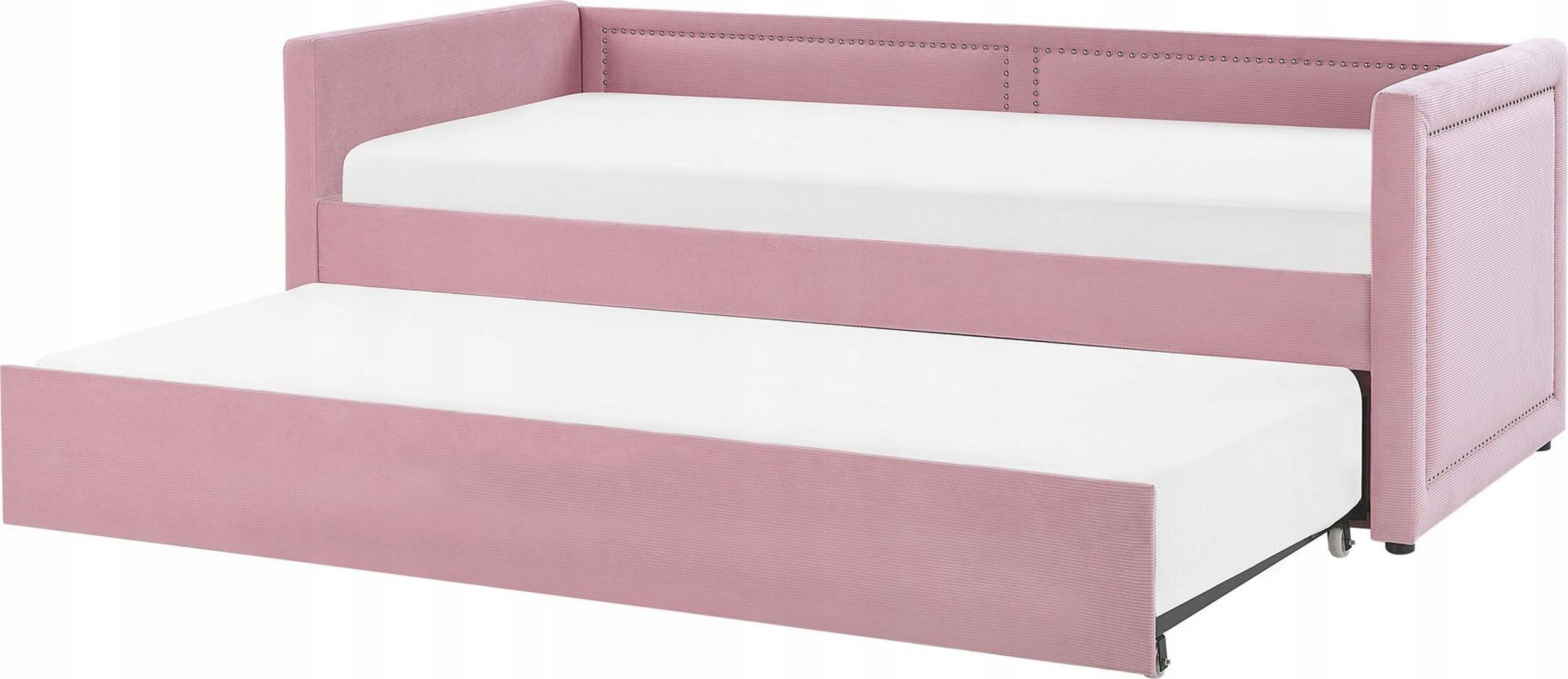 Beliani Łóżko wysuwane tapicerowane 90 x 200 cm różowe MIMIZAN
