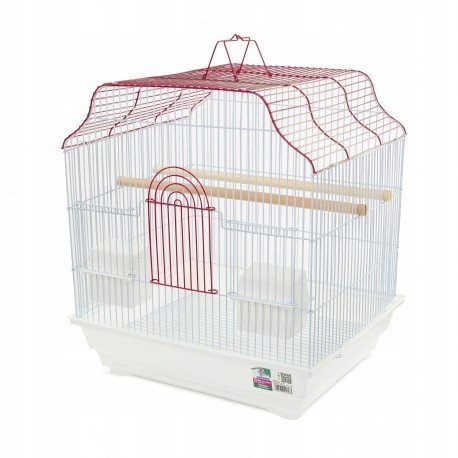 Klatka dla ptak�w, bia�o-czerwona, wym. 40.6 x 36 x 45.5cm