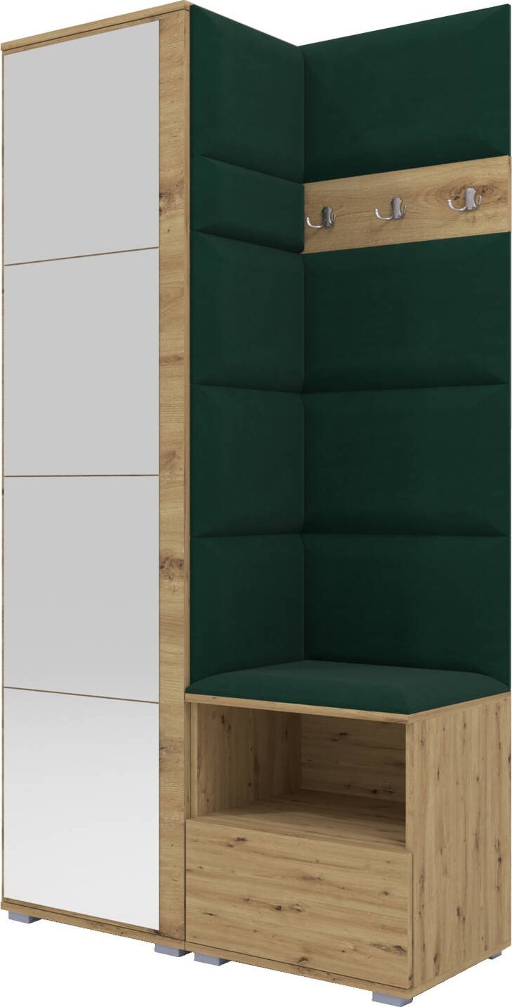 Ravio Tapicerowana garderoba Nela I z lustrem - kolor dąb artisan + tkanina Trinity 28