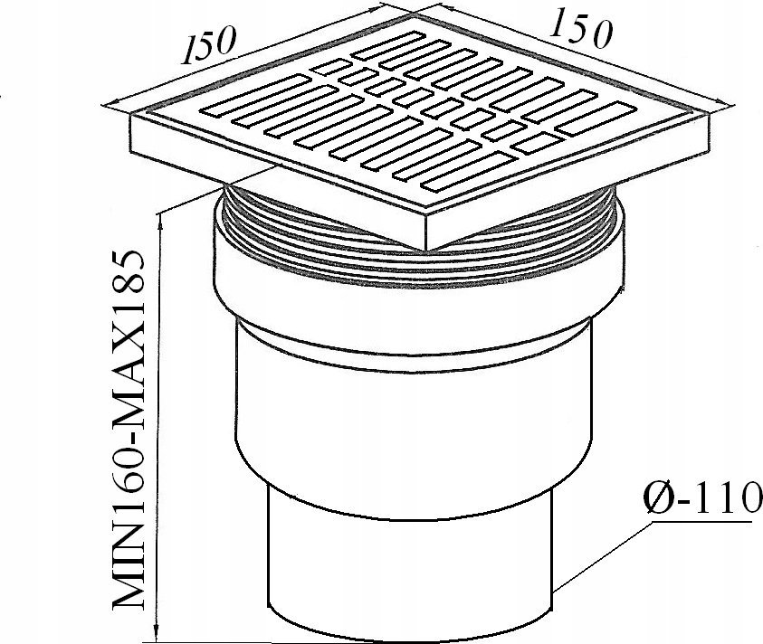AKCES 11598 KRATKA ŚCIEKOWA PROSTA 110 BIAŁA NIERDZEW. // S.KRAT-A.PR-110/NI/BI