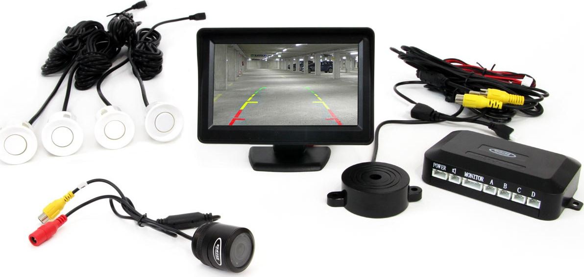 AMiO 01099 Zestaw czujników 4 sensory białe TFT 4,3 z kamerą Night Vision 301