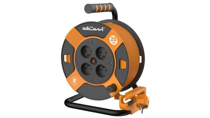 Przedłużacz bębnowy 4-gniazdowy H05VV-F 3G1.0 20m pomarańczowo-czarny / 24628