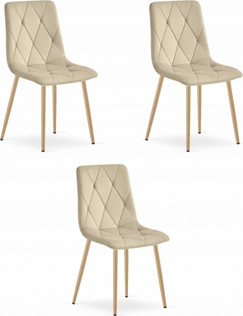 Leobert Krzesło LIBRA - jasny beż aksamit / nogi kolor drewna x 3
