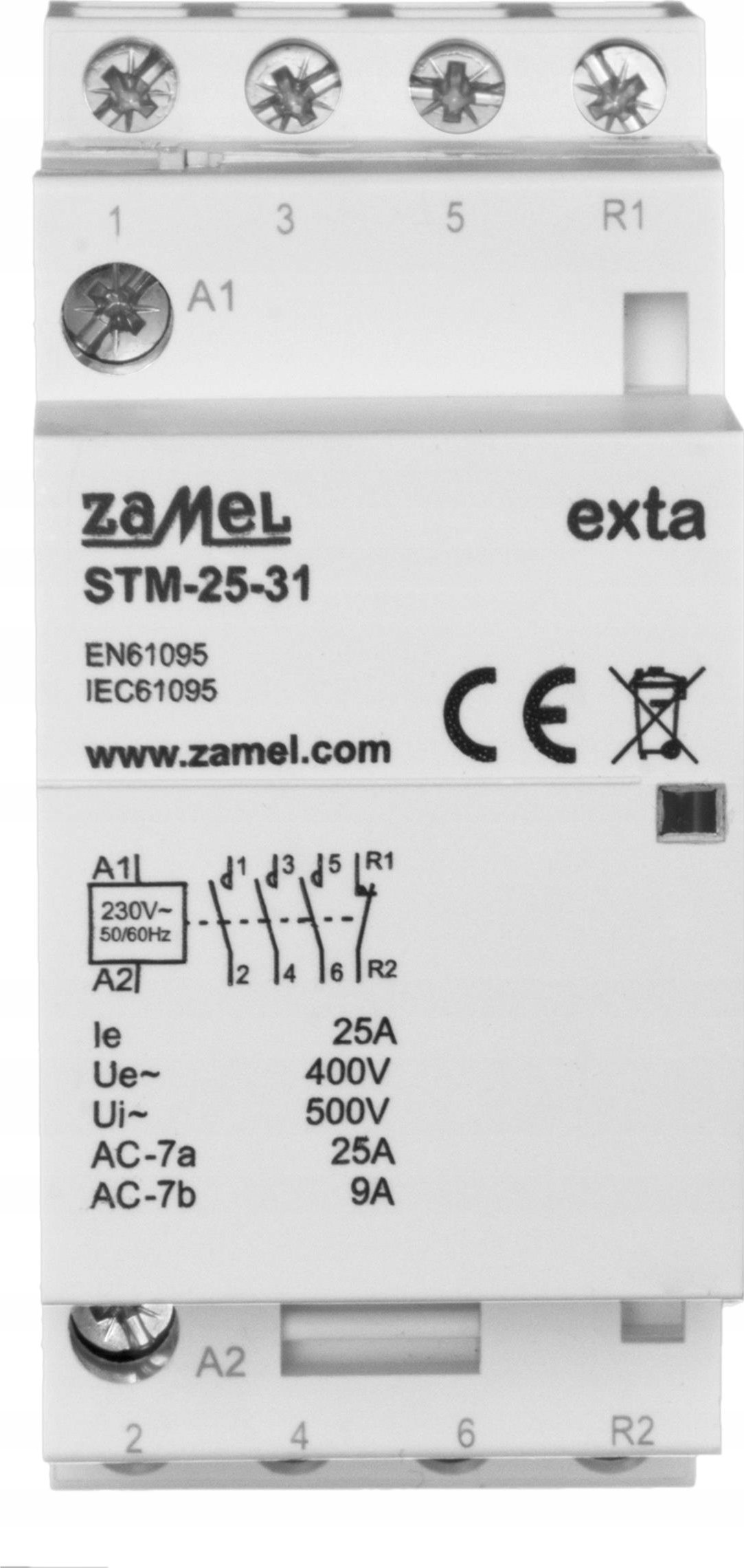 Zamel Stycznik modułowy cewka 25A 230V AC 3xZ 1xR TH35 EXTA ZAMEL STM-25-31 EXT10000292