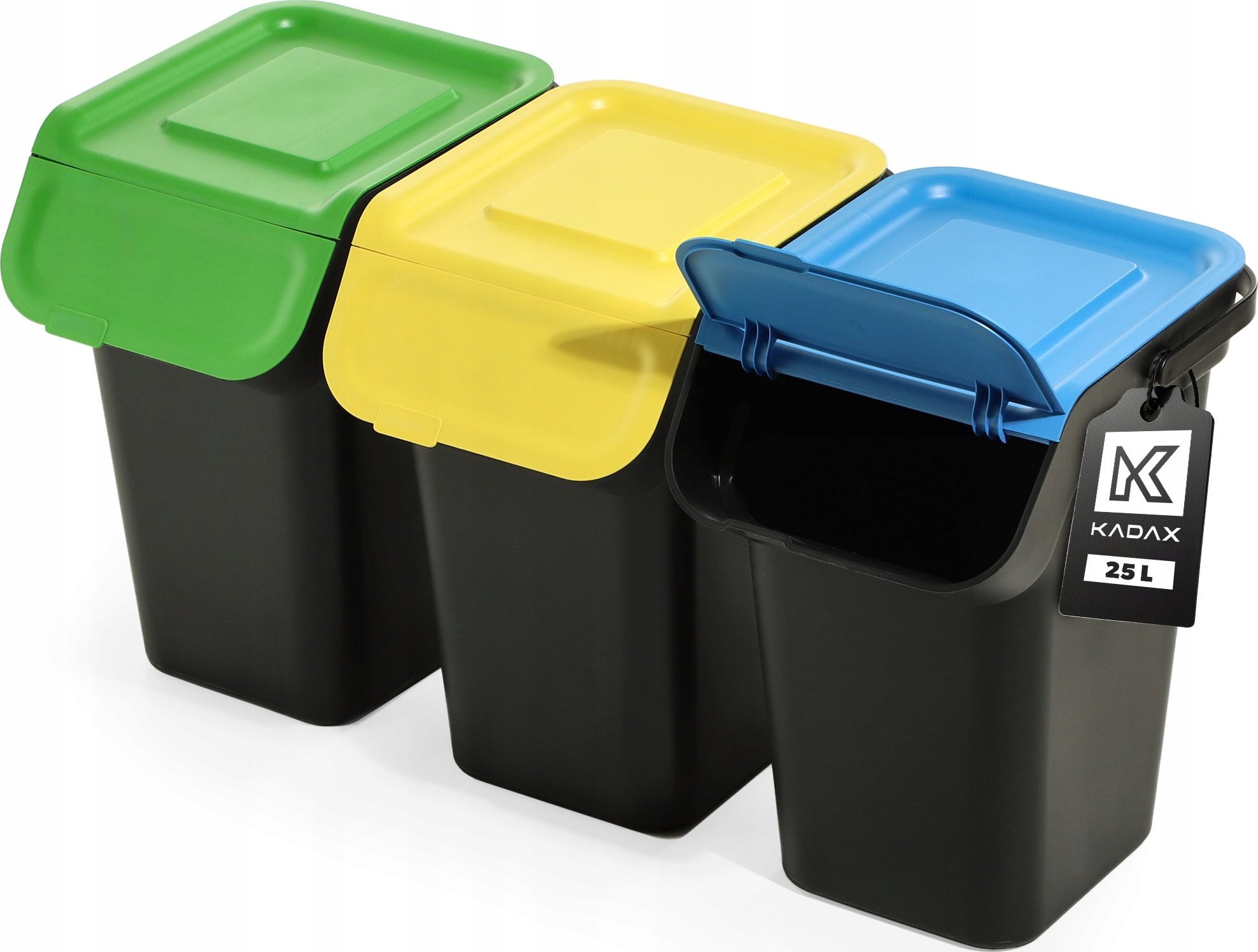 Kosz na śmieci Kadax KADAX Kosz Na Śmieci 3x25L Zestaw Do Segregacji Odpadów Pojemnik Z Uchwytem
