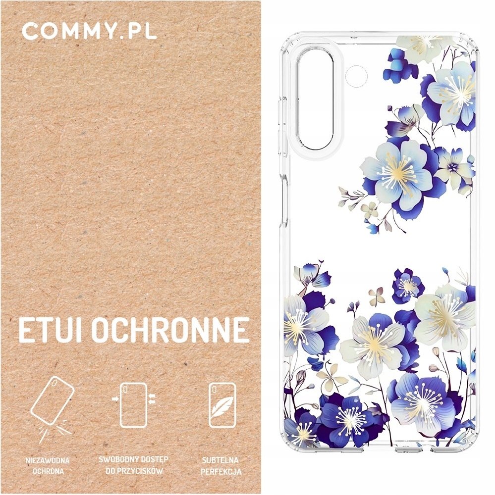 Przezroczyste mocne etui kwiaty Commy Samsung A13 5G / A04S Case plecki