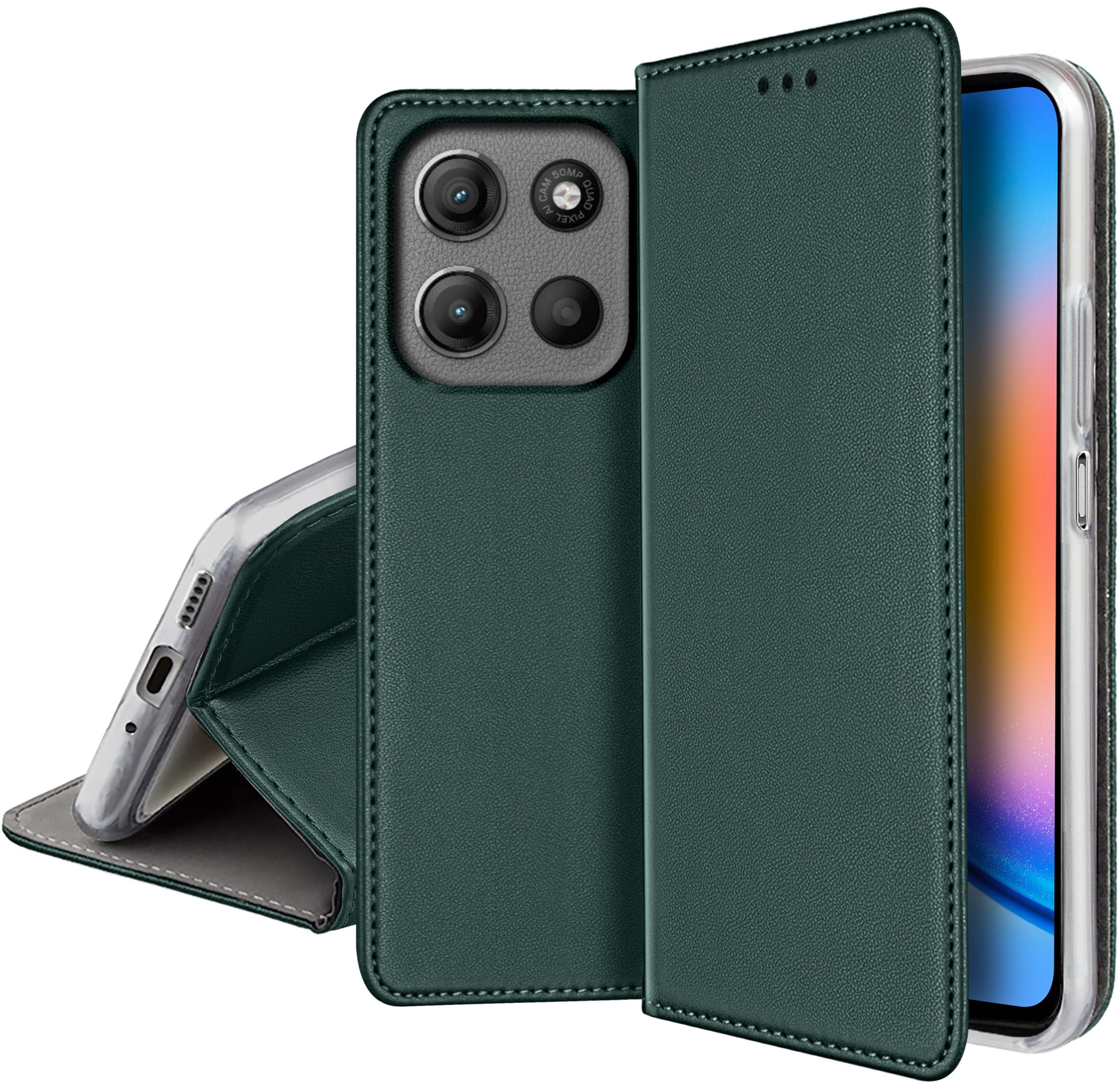 ETUI SKÓRZANE do MOTOROLA MOTO G15 | G15 POWER MAGNETYCZNE BOOK + SZKŁO