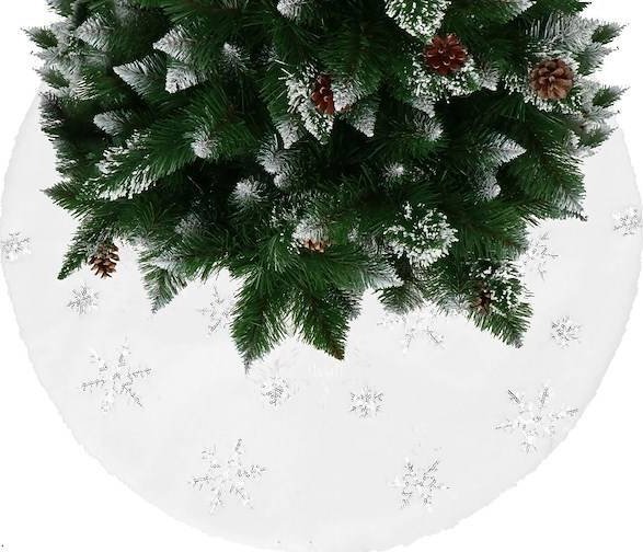 Springos Dywanik pod choinkę 90 cm mata na prezenty biała w śnieżynki UNIWERSALNY