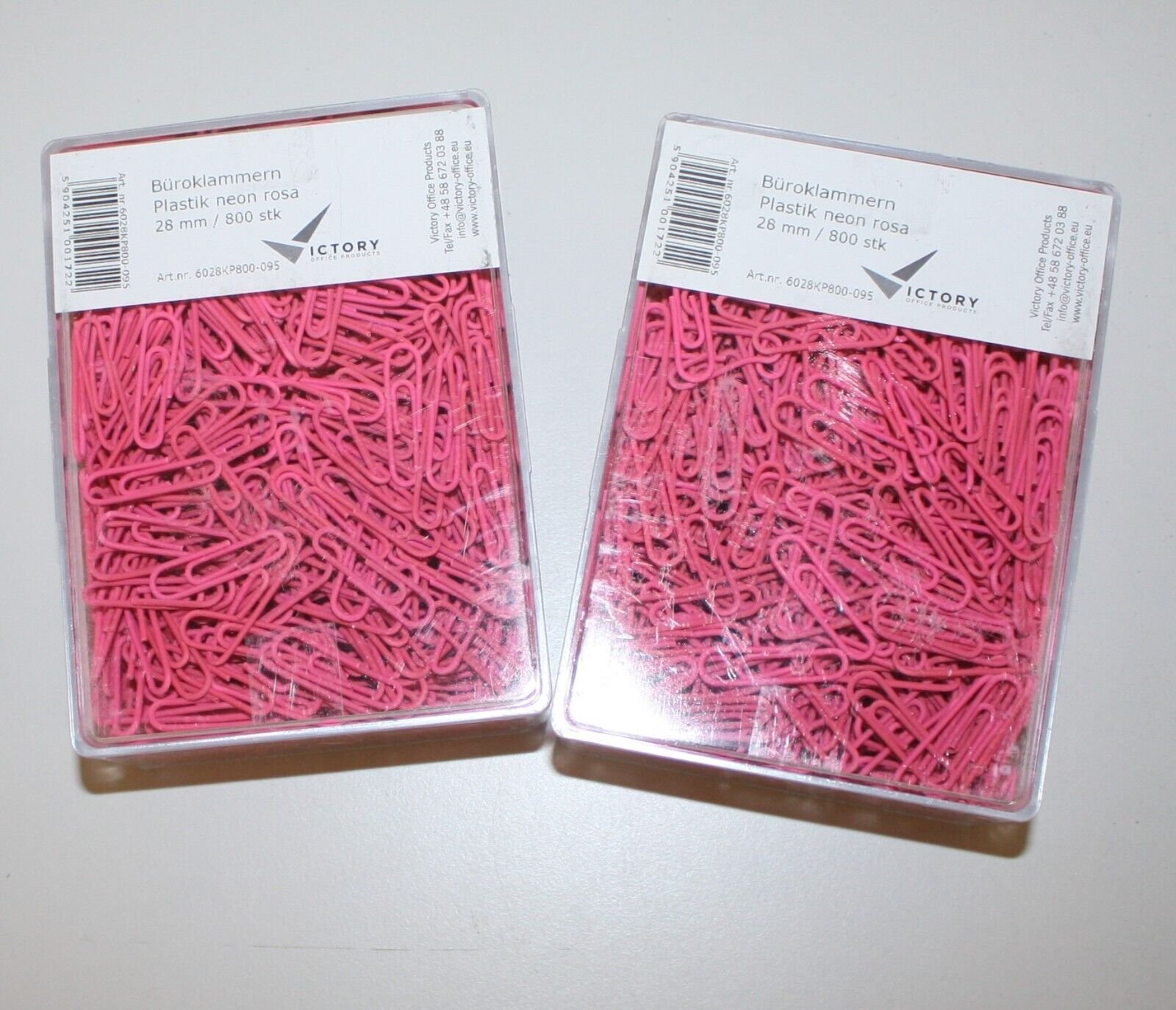 Victory Office Product Spinacze okrągłe 28mm VICTORY OFFICE PRODUCTS 6028KP800-095 neonowe różowe metalowepowlekane w pojemniku plastikowym 800szt